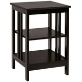 3-Tier Nightstand Sofa Side Table with Baffles and Round Corners