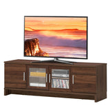 Mueble de TV para entretenimiento multimedia para televisores de hasta 70 pulgadas con estante ajustable-Nogal