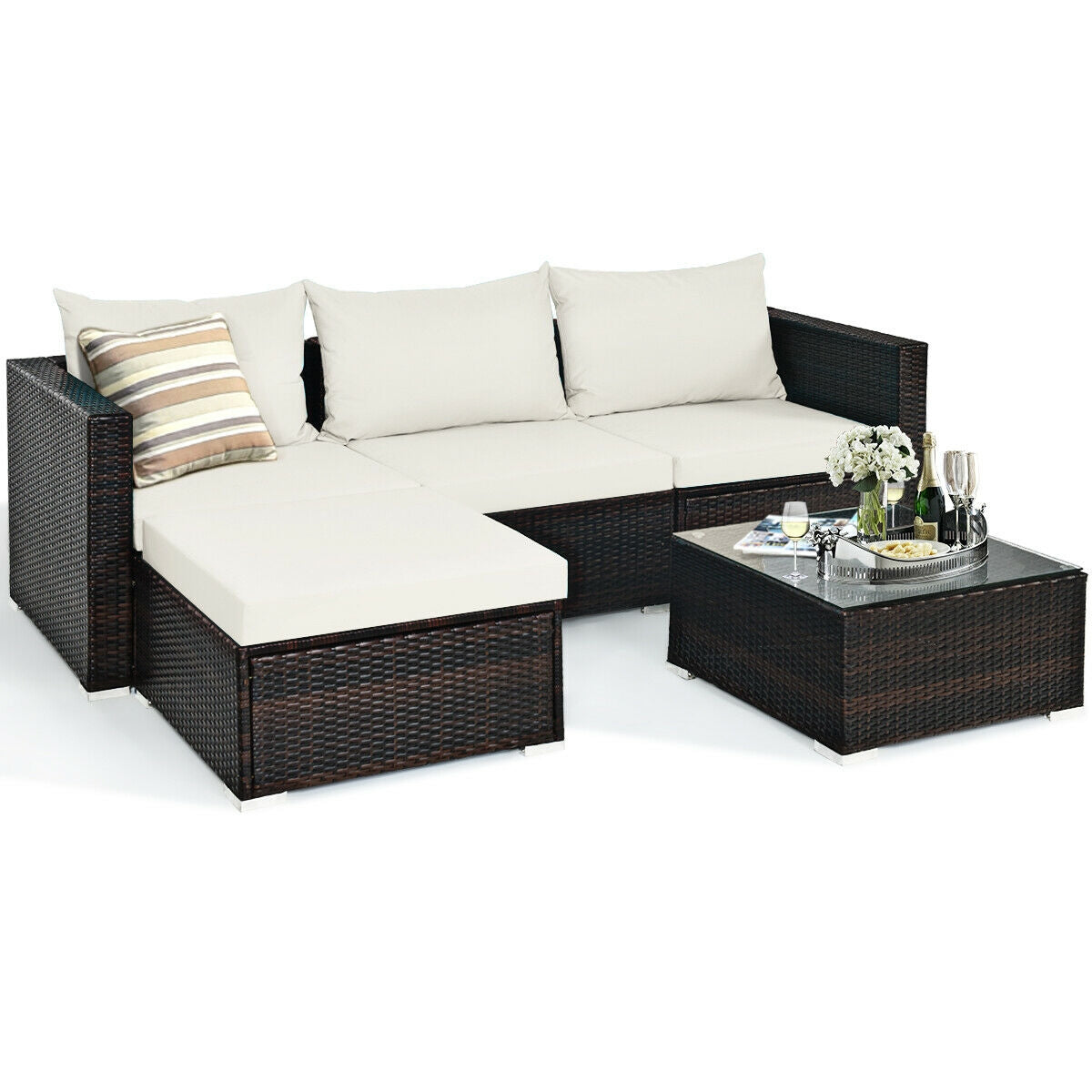 Juego de muebles de ratán para patio de 5 piezas