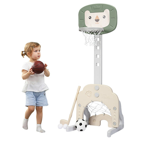 Juego deportivo 3 en 1 de baloncesto ajustable para niños