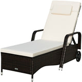 Tumbona reclinable acolchada para exteriores con respaldo ajustable