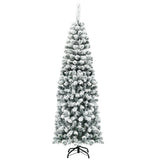 Árbol de Navidad artificial tipo lápiz con bisagras sin luces y efecto nevado, de 1.83 m (6 pies) con 500 puntas de rama