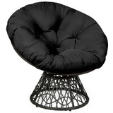 Sillón Papasan de Ratán Ergonómico Giratorio 360 Grados Cojín Suave para Jardín