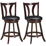 Juego de 2 taburetes giratorios de bar de 24 pulgadas de altura de mostrador, sillas de cocina y comedor con asiento de cuero acolchado