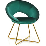 Modern Accent Velvet Dining Arm Chair with Golden Metal Legs and Soft Cushion