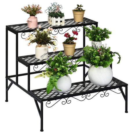 Soporte metálico decorativo de 3 niveles para plantas