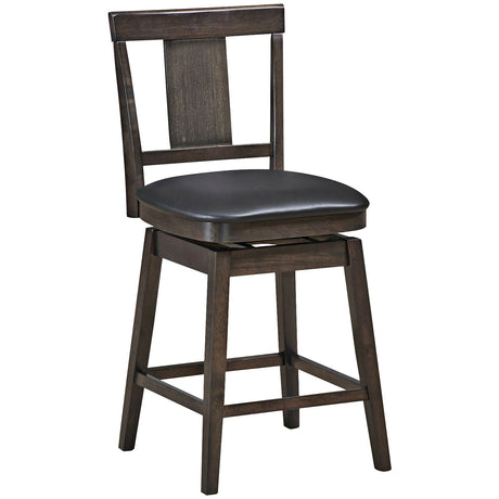 Taburete de bar tapizado giratorio de 24 pulgadas con patas de madera de caucho