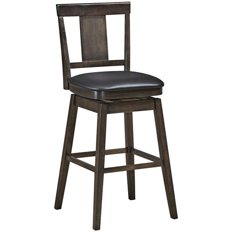 Taburete de bar tapizado giratorio de 24 pulgadas con patas de madera de caucho