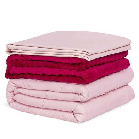 Manta de edredón pesada de 3 piezas y 10 libras - Rosa