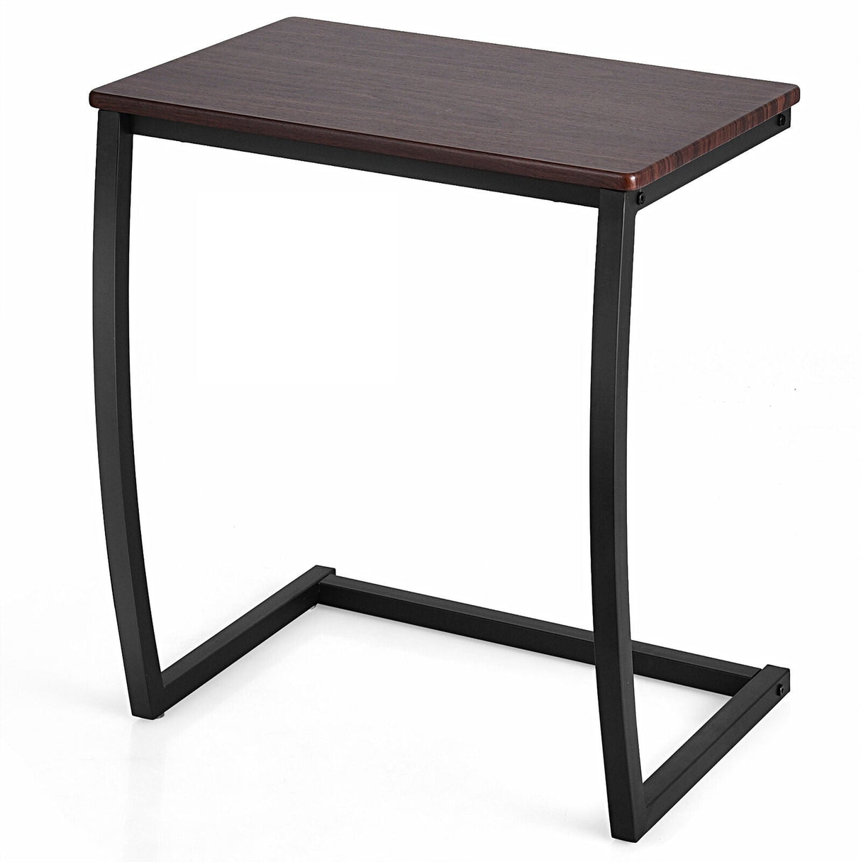 Mesa Auxiliar Sofá Lateral en C con Estructura de Acero - Café
