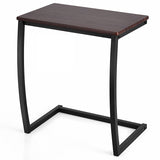 Mesa Auxiliar Sofá Lateral en C con Estructura de Acero - Café