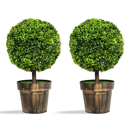 2 Piezas de Árbol de Boj Artificial de 24 Pulgadas para Casa y Oficina