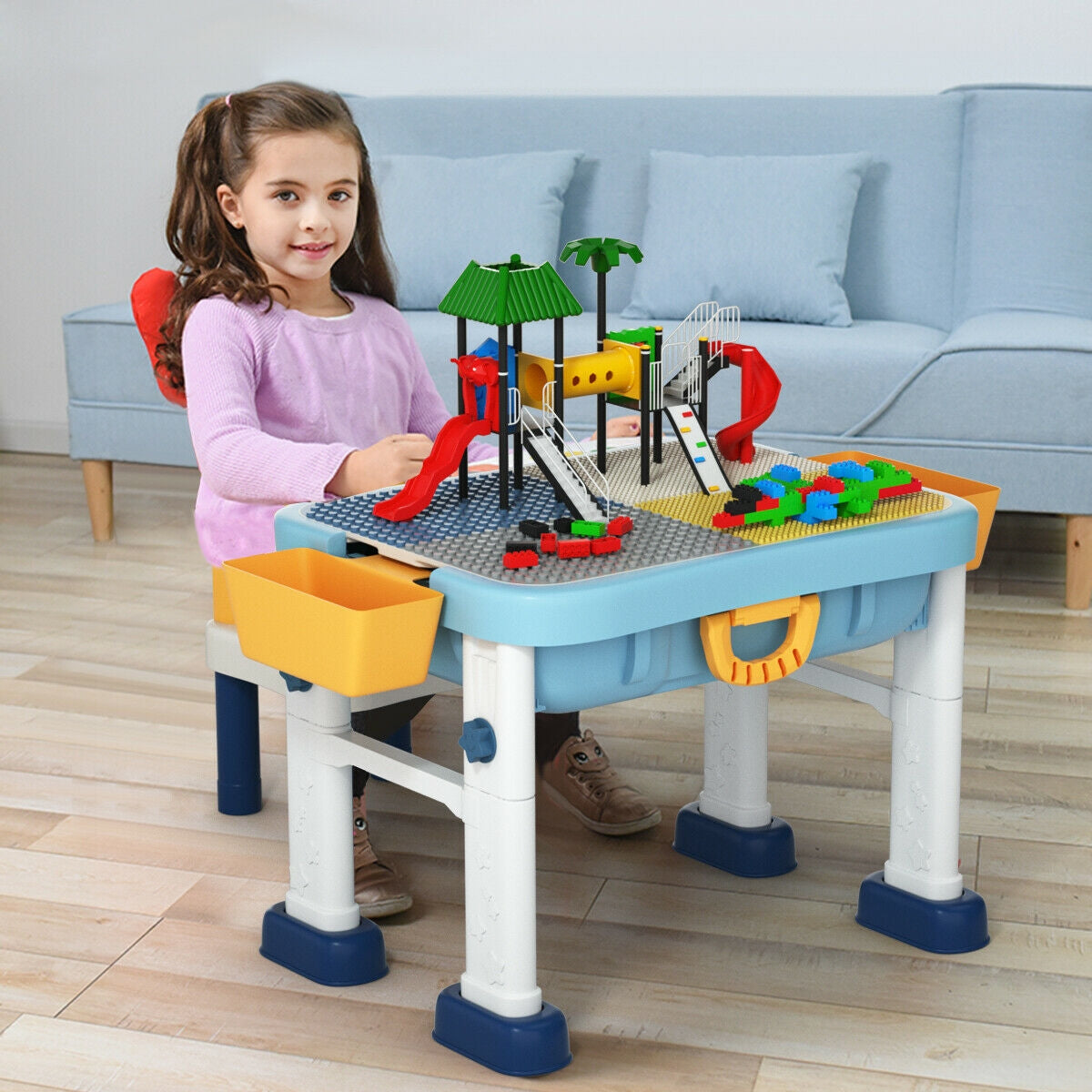 Juego de mesa de actividades 6 en 1 para niños con silla