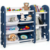 Organizador de almacenamiento de juguetes para niños con cubos y estante multicapa para dormitorio o sala de juegos