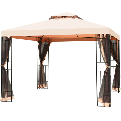 Dosel de metal de 10 x 10 pies y 2 niveles ventilado con mosquitero