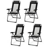 4 sillas reclinables plegables ajustables para patio y jardín con reposacabezas