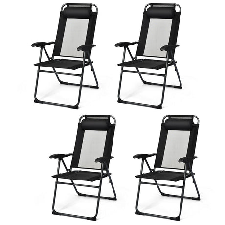 4 sillas reclinables plegables ajustables para patio y jardín con reposacabezas