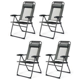 4 sillas reclinables plegables ajustables para patio y jardín con reposacabezas