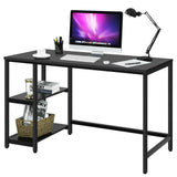 Escritorio de ordenador de 47 pulgadas, mesa de estudio, estación de trabajo para el hogar con estante ajustable, negro