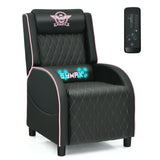 Sillón reclinable de masaje para juegos con reposacabezas y respaldo ajustable para cine en casa