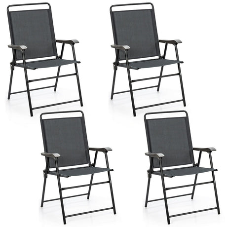 4 sillas plegables portátiles para exterior con reposabrazos