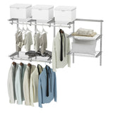3 to 6 Feet Wall-Mounted Closet System Organizer Kit with Hang Rod-Gray