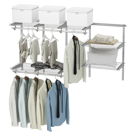 Kit organizador de sistema de armario de pared de 0,9 a 1,8 m con barra para colgar - Gris