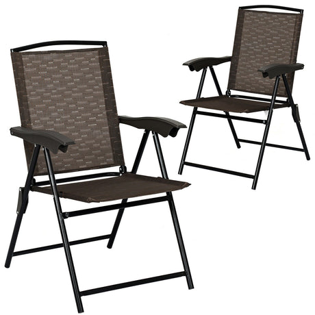 2 sillas reclinables plegables con reposabrazos lisos y respaldo ajustable para patio