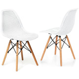 2 Pcs Modern Plastic Hollow Chair Set with Wood Leg