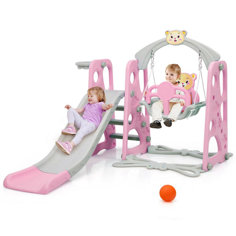 Juego de tobogán 3 en 1 para niños pequeños con trepador y columpio