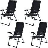 Juego de 4 sillas plegables para patio con respaldo ajustable - Negro