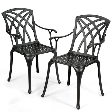 Juego de 2 sillas de comedor de aluminio duradero con reposabrazos