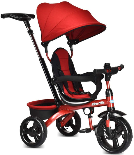 Triciclo infantil 4 en 1 con manija de empuje ajustable