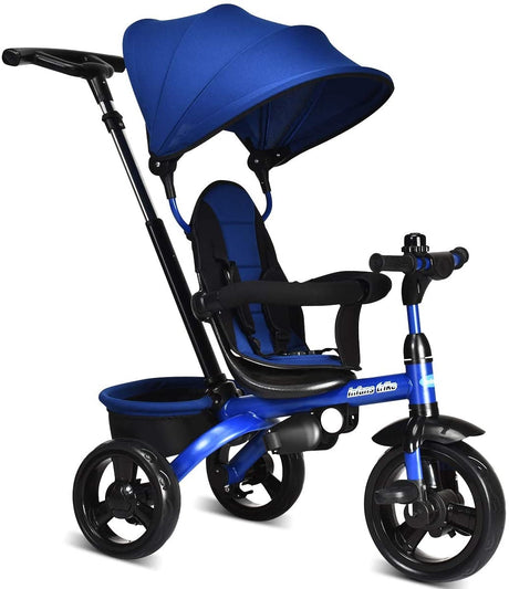 Triciclo infantil 4 en 1 con manija de empuje ajustable