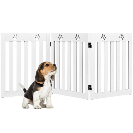 Puerta plegable de madera independiente para perros de 24 pulgadas con bisagra flexible de 360° para mascotas