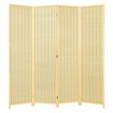 6 ft 4 Panel Portable Folding Room Divider Screen-Natural