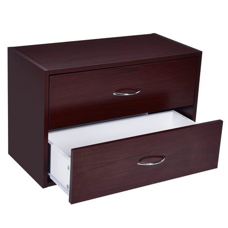 Cómoda con 2 cajones, organizador horizontal, mesita de noche con asa, madera-marrón