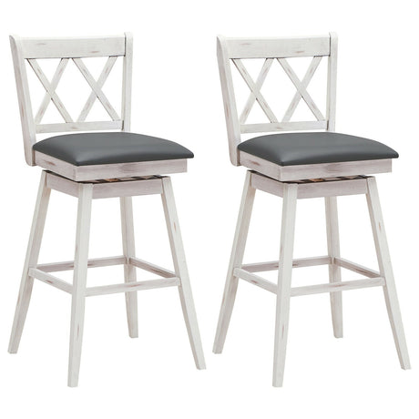 Juego de 2 Taburetes de Bar de 29 Pulgadas con Patas de Madera de Caucho