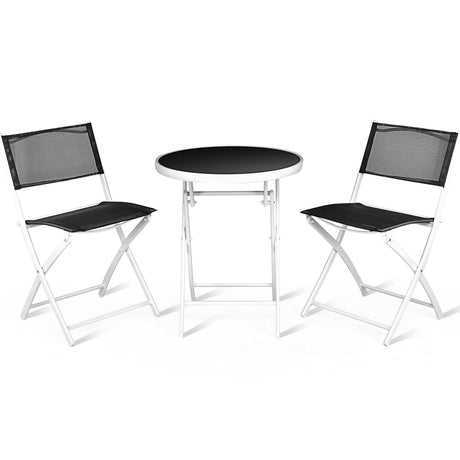 Juego de bistró plegable para patio de 3 piezas para balcón o espacio exterior