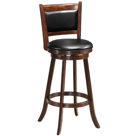Taburete giratorio de altura de barra de 29 pulgadas, de madera tapizada para comedor