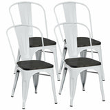 4 sillas de comedor metálicas apilables estilo Tolix con asiento de madera