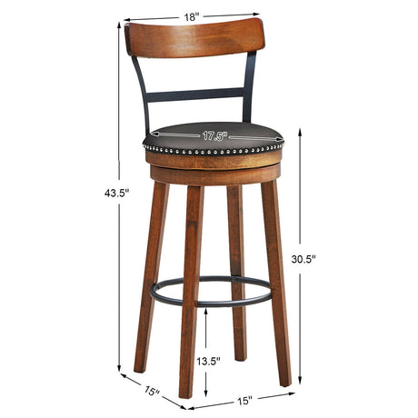 Taburetes giratorios 360 grados de 30.5 pulgadas con asiento acolchado de cuero