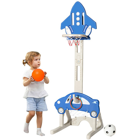 Canasta de baloncesto 3 en 1 para niños con pelotas - Azul