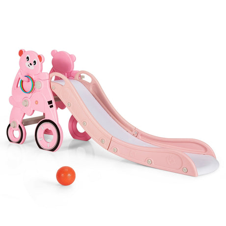 Tobogán plegable 4 en 1 para bebés y niños pequeños con pelota