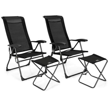 Juego de 4 sillas de comedor plegables con respaldo ajustable para patio