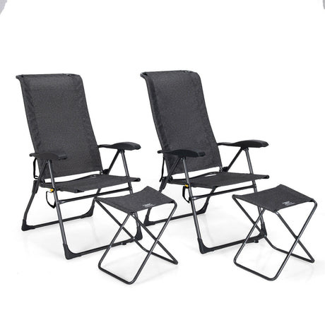 Juego de 4 sillas de comedor plegables con respaldo ajustable para patio
