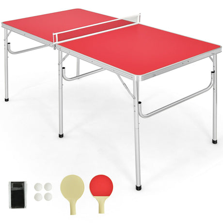 Mesa de ping-pong plegable portátil de 60 pulgadas con accesorios