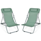 Portable Beach Chair Set of 2 with Headrest