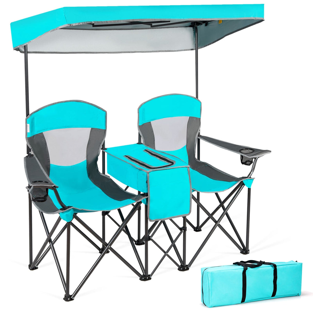 Sillas portátiles de camping plegables con dosel y portavasos