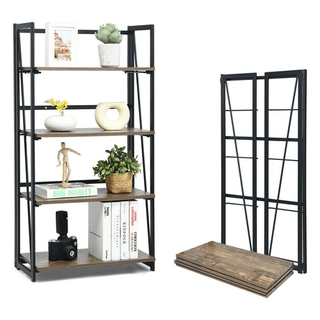 Estantería Plegable de 4 Niveles, Estantería Industrial sin Ensamblaje, Estantes de Exhibición